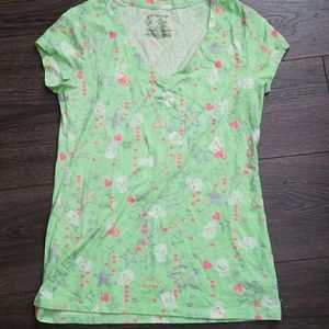 Green V-neck Tee